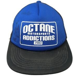 District Blue Black Trucker Hat One Size Octane Motorsports Addictions 2003